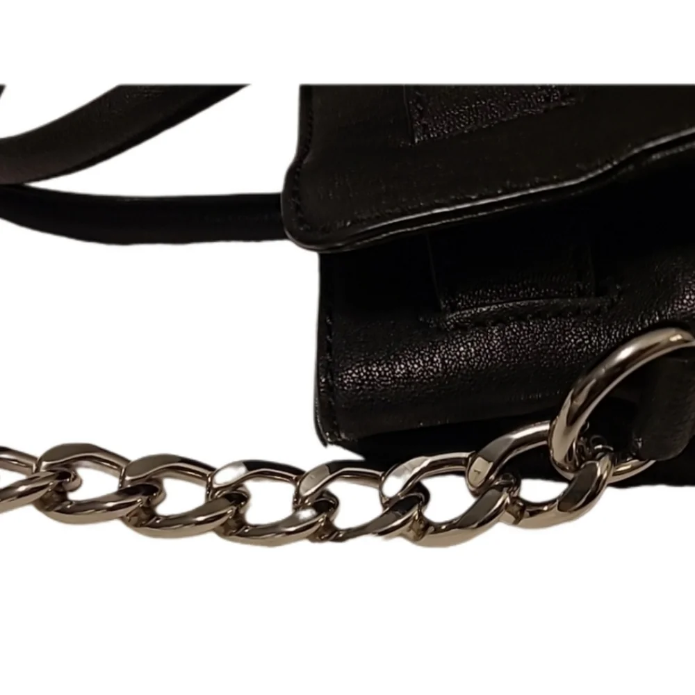 Michael Kors Black Saffiano Leather Hamilton Satchel Tote w/chain strap EUC